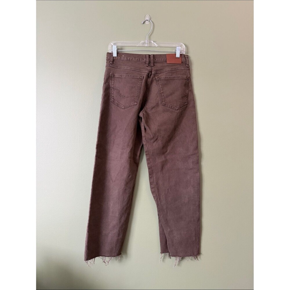 We The Free Risk Taker Straight Pant In Workwear Brown Jeans Raw Hem Sz 28 - Picture 9 of 11